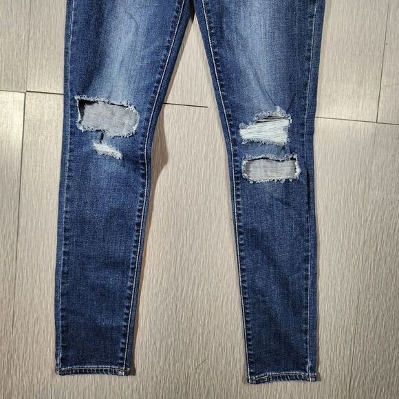 Levi’s 721 High Rise Skinny Stretch Distressed Dark Wash Jeans Womens Size 27 - Picture 2 of 12